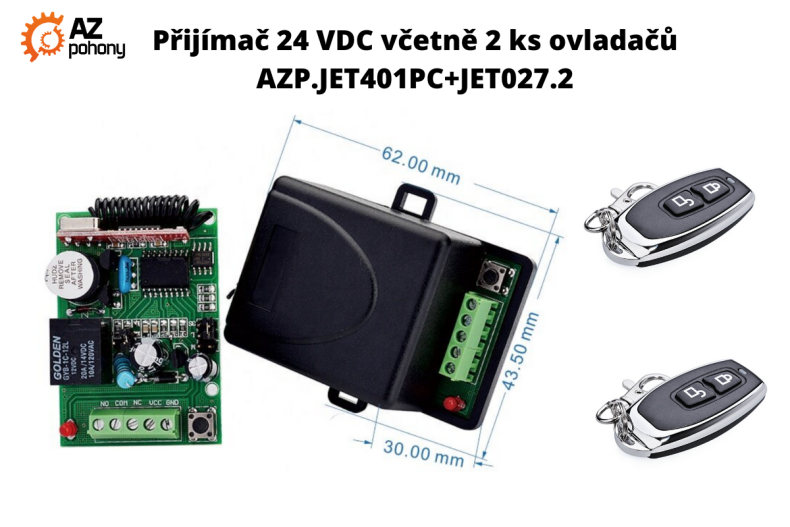 Přijímač 24 VDC včetně 2 ks ovladačů AZP.JET401PC+JET027.2